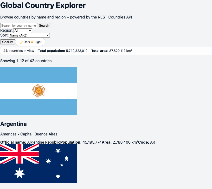 Country Explorer screenshot